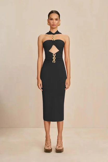 Tinsel-Touched Midi Dress