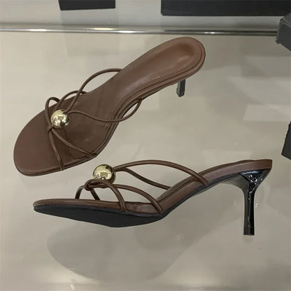 Metal Decoration Thin Heels Sandals