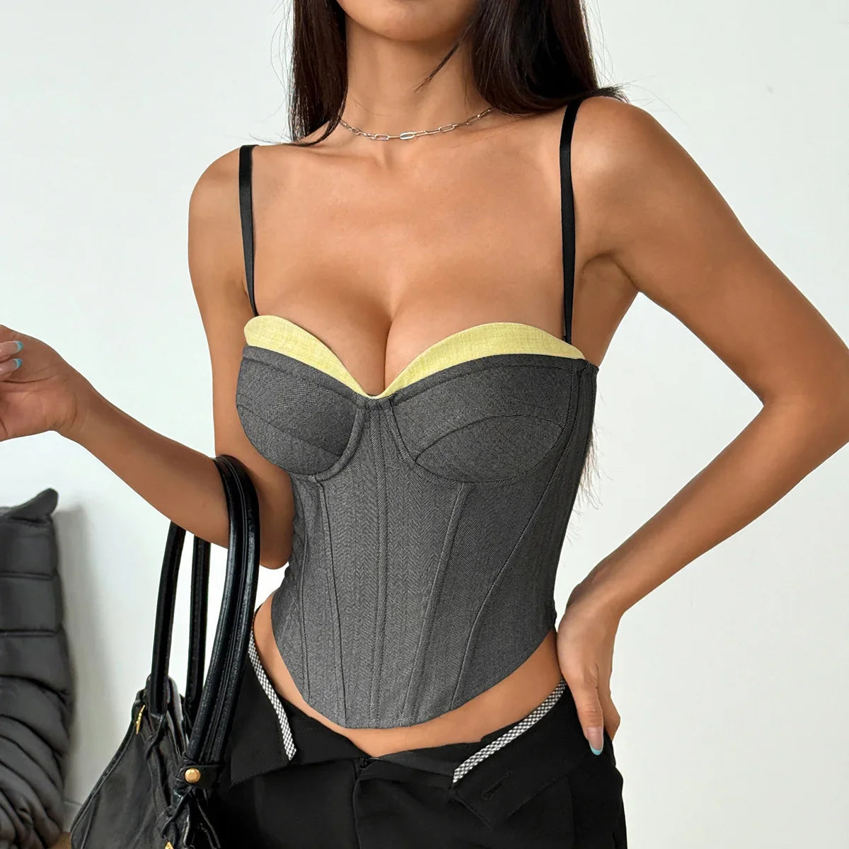 Fashion Retro Splicing Bustier