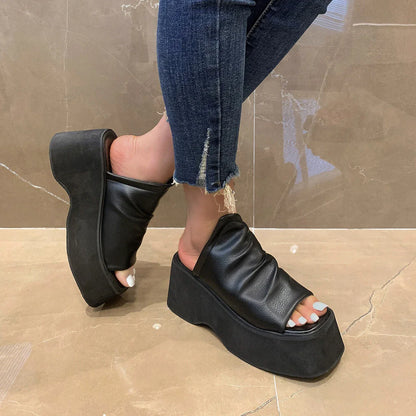Chunky Platform Slip-On Wedges Sandals