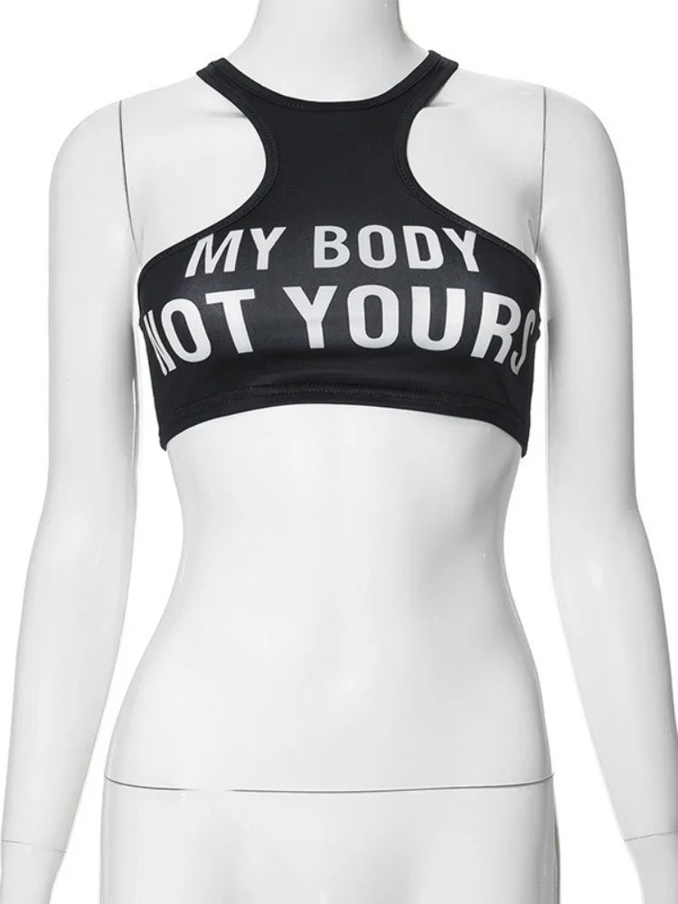 Letter Printing Crop Tank Top