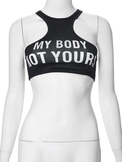Letter Printing Crop Tank Top
