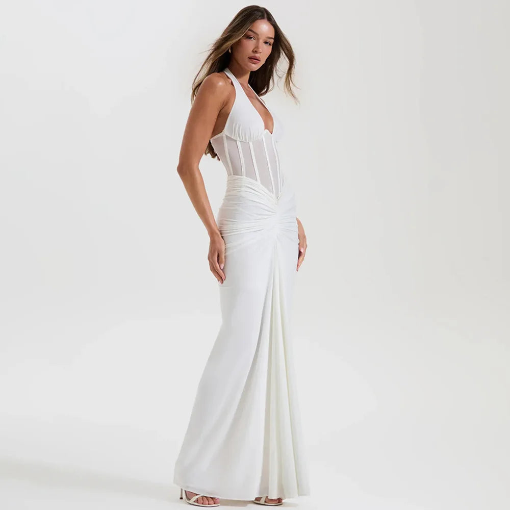 Elegant Backless Curvy Maxi Dress