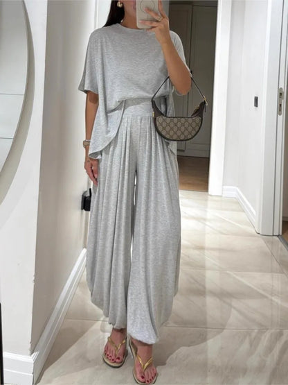Casual Short-Sleeved Tee Pants Set