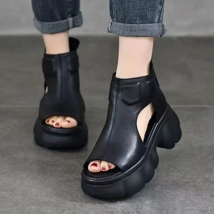 High Top Peep Toe Wedges Sandals