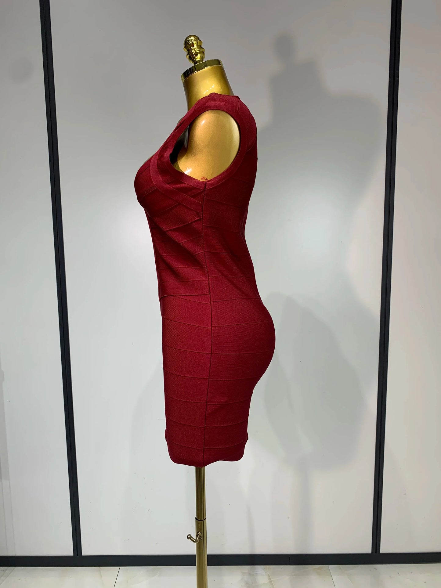 Deep V-neck Bodycon Mini Dress