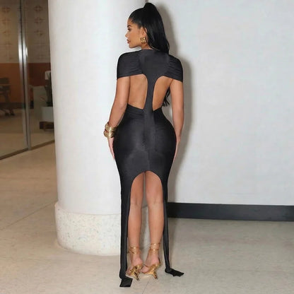 Sexy Hollow Out Ruched Mini Dress