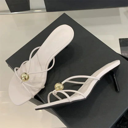 Metal Decoration Thin Heels Sandals