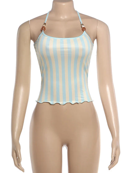 Sky Blue White Stripes Tank Top