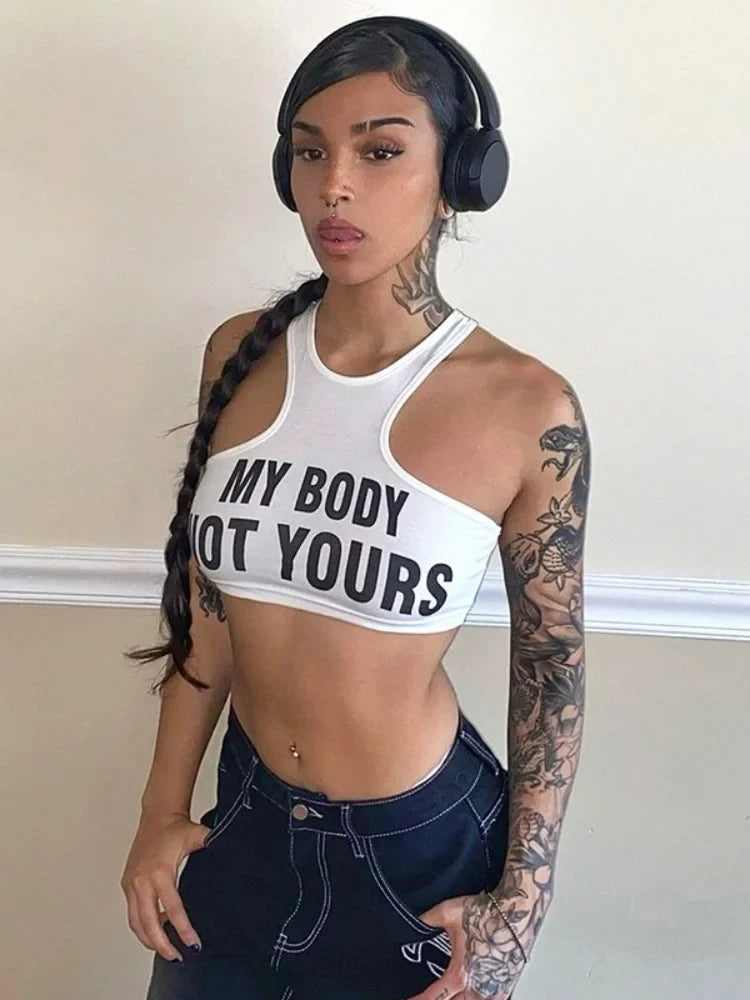 Letter Printing Crop Tank Top