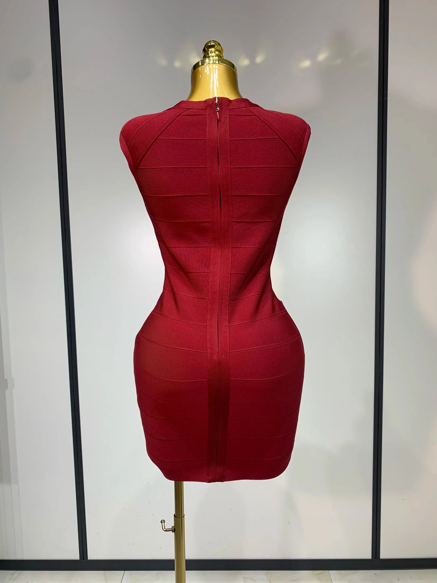 Deep V-neck Bodycon Mini Dress