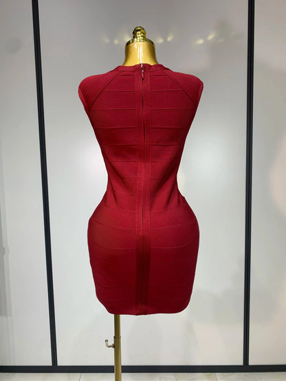 Deep V-neck Bodycon Mini Dress