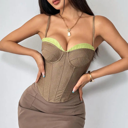 Fashion Retro Splicing Bustier