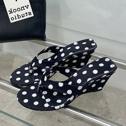 Polka Dot Wedges Heels Sandals