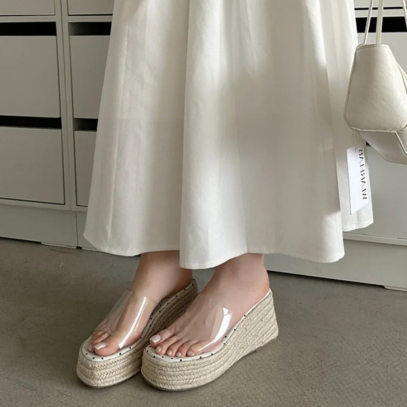 Transparent Polka Dot Wedges Sandals