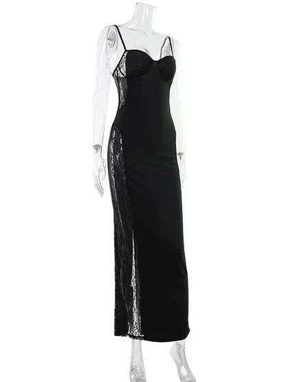 Elegant Lace Patchwork Maxi Dress