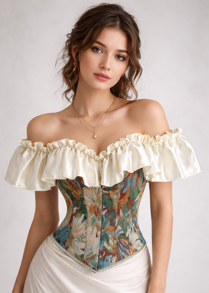 Vintage Jacquard Ruffles Bustier